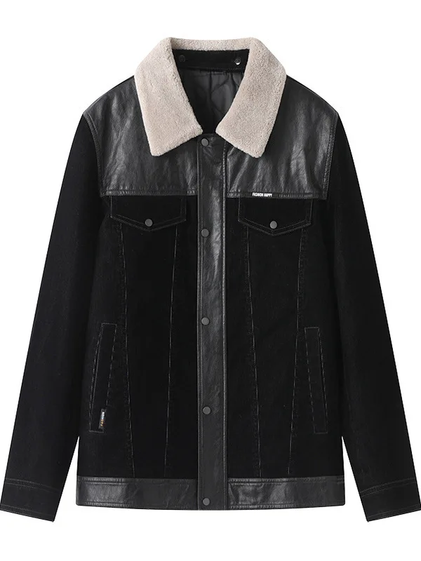 جايت كاجوال للرجال مع ياقة من الفرو قابلة للفصل، تصميم ربط من Busin Gentleman Sle مصنوع من مزيج القطن للشتاء... #5