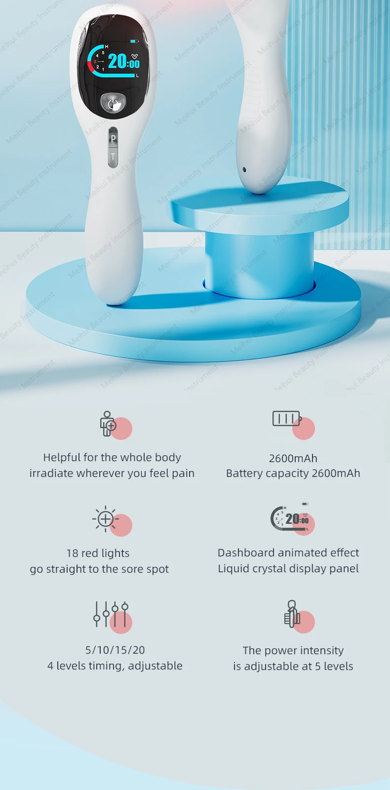 Portable Handheld Human Pet Dog Cat Pain Relief 808nm 650nm Light Emitting Diode Infrared Red Light Therapy Device