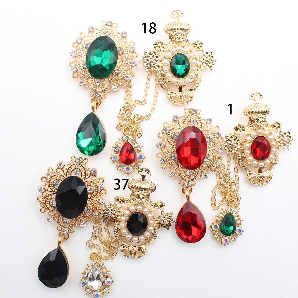 New alloy glass pin chain pearl flower plate pendant DIY clothing tie versatile for both men and women 2pcs/lot - view 3