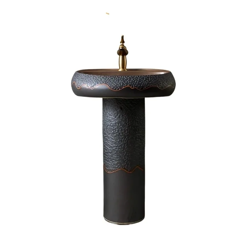 

New type of industrial wind washbasin ceramic column type washbasin outdoor basin floor type sink simple and creative