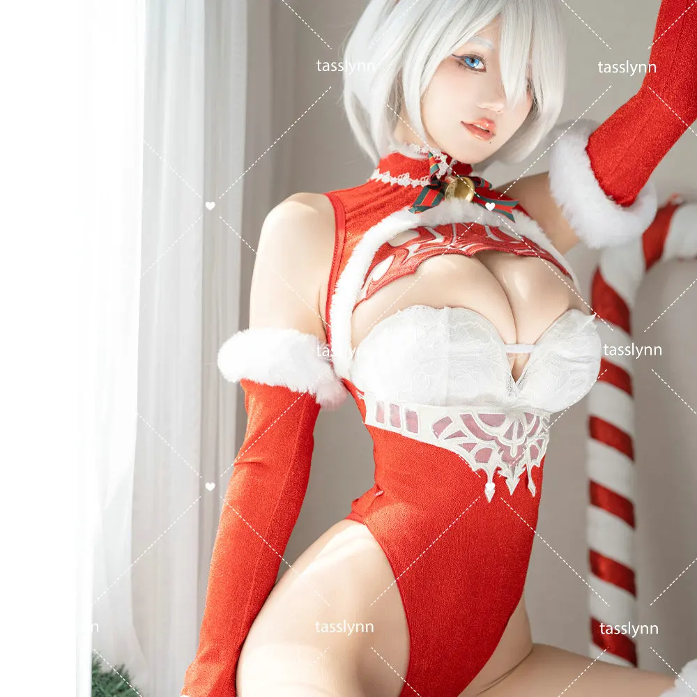 Costume de Cosplay de Noël en Cuir Rouge pour Femme, Robe d'Halloween, NieR YoRHa 2B, 2b