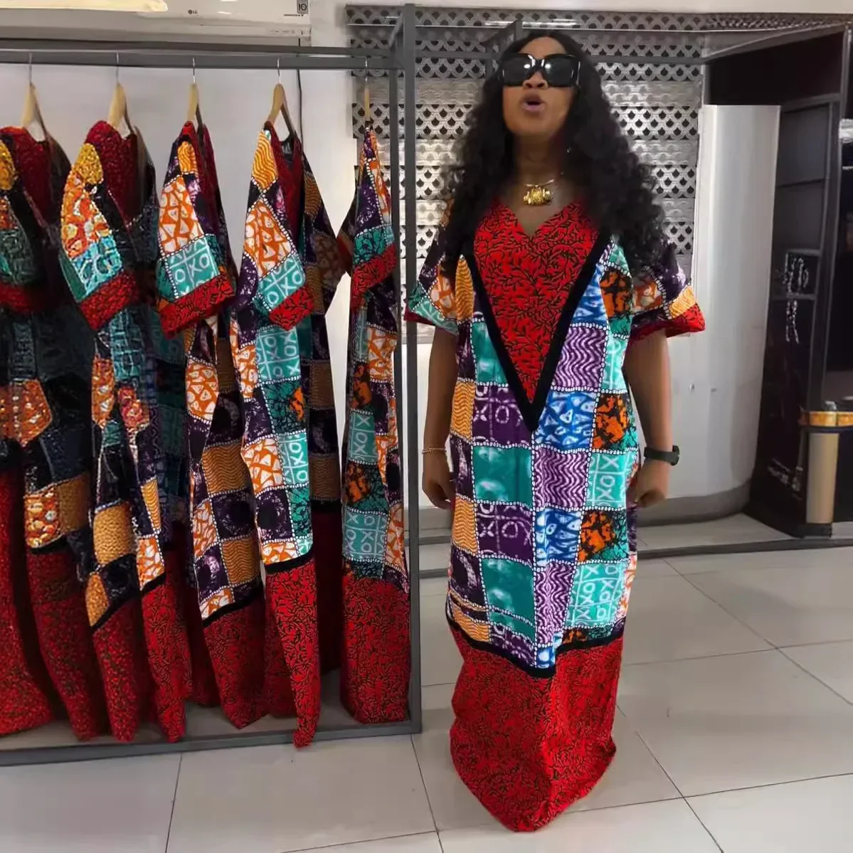 

Ethnic Print Satin African Dresses for Women Ankara Dashiki Africa Traditional Clothing Robe Party Gown Dubai Abaya Kaftan Loose