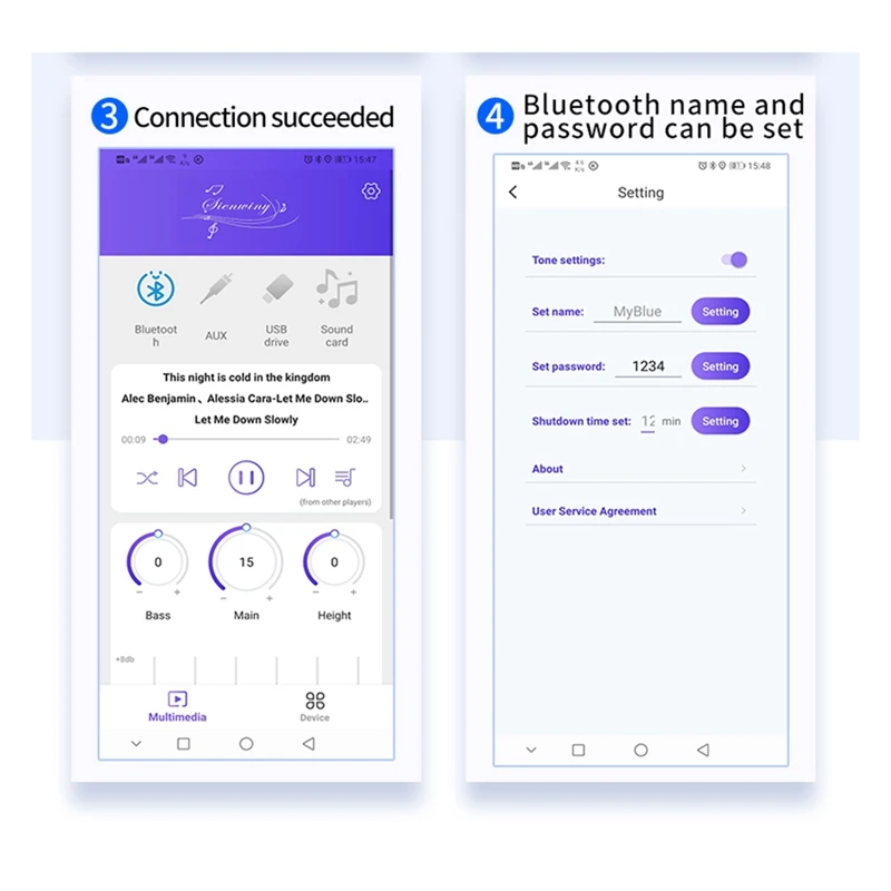 Nowa YS-LT21 2.1-kanałowa płyta wzmacniacza Bluetooth 15W + 15W + 30W z pokrętłem subwoofera regulacja enkodera moduł audio DC9-24V