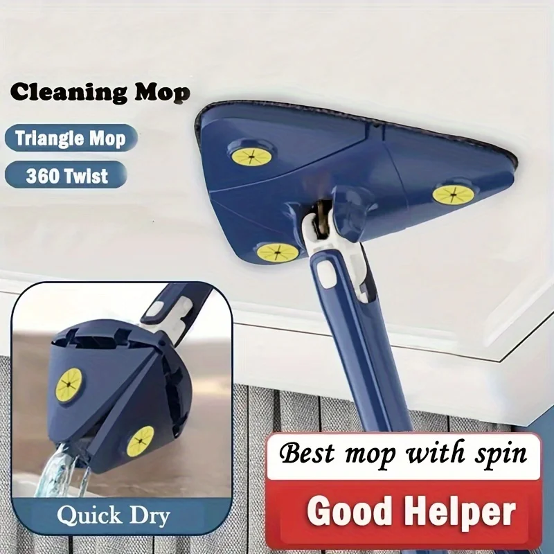 360 ° Rotating Cleaning Rotating Mop, Detachable Triangular Mop, Window Cleaning Mop, Suitable For Floor/Ceiling/Corner/Glass