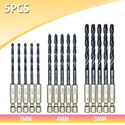 5/15Pcs Black Twist Drill 3 4 5mm Wood Metal Set di trapano per nitrurazione in acciaio ad alta velocità 1/4 