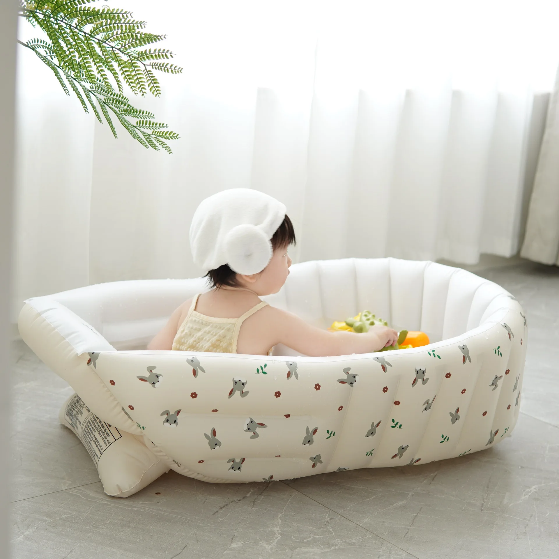 Ins-Style Aufblasbare Babybadewanne, Tragbare Kleinkind-Badewanne, Indoor-Kinder-Schwimmbecken, Heim-Kinderwaschbecken für Neugeborene