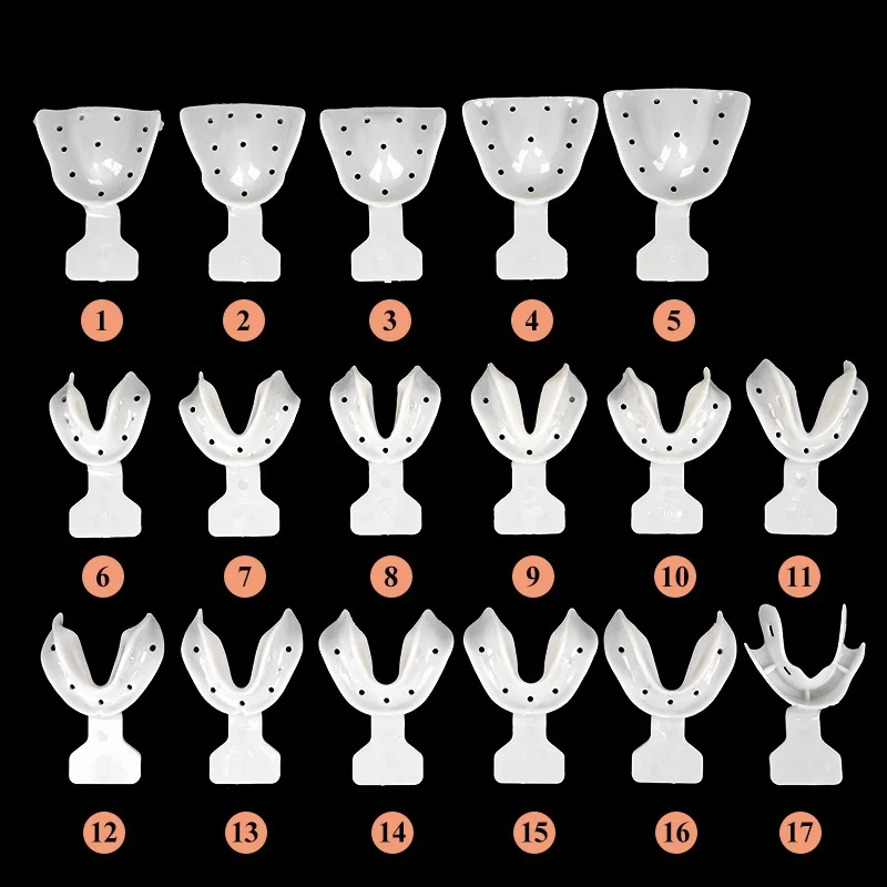 

17Pcs/Set Dental Impression Trays Autoclavable Edentulous Jaws Impression Tray Teeth Holder Dentistry Lab Tools