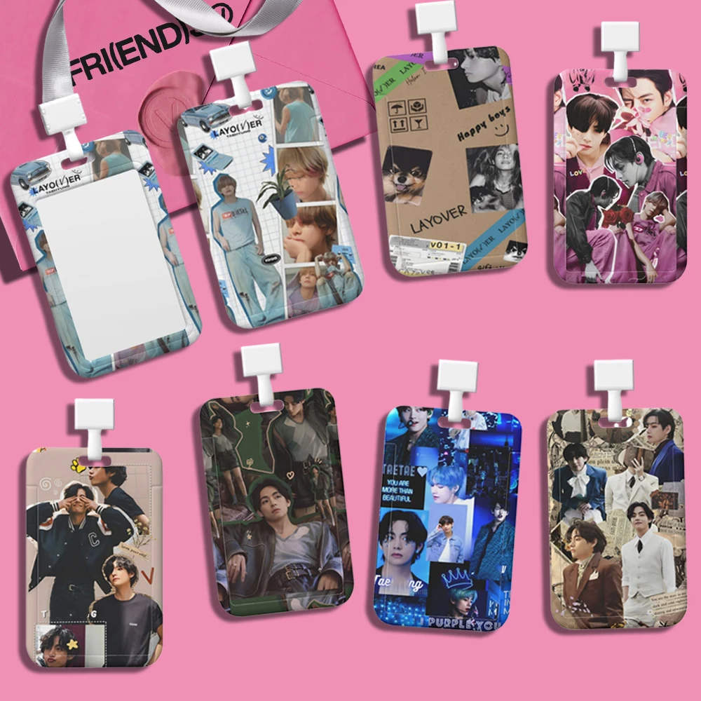 Kpop Photocard Holder Photo Sleeves ID Card Holder LAYOVER FRIENDS Idol Cards Display Protector Bus Student Neck Strap Lanyards