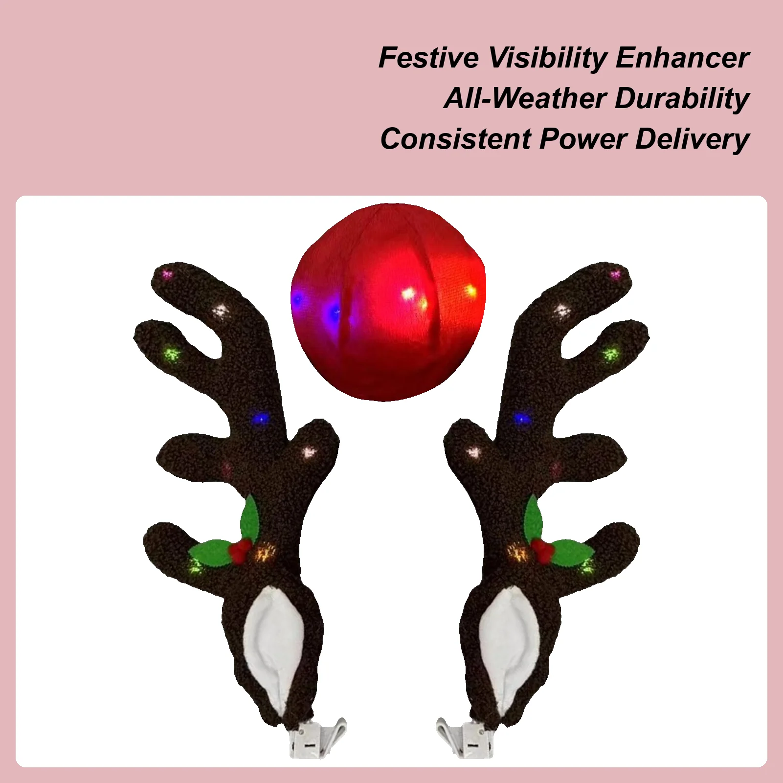 

Car Reindeer Antlers Light Up Vehicle Reindeer Antler With Nose Christmas Car Exterior Decoration For Automotive Truck Vehicle