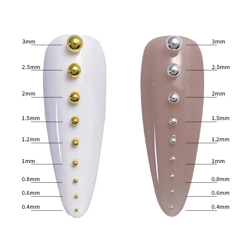 12 شبكة/صندوق مختلط الحجم الفولاذ المقاوم للصدأ الكافيار الخرز مسمار الفن زينة الذهب/الفضة سبائك 1-3 مللي متر بندقية حبة مسمار السحر DIY مانيكير