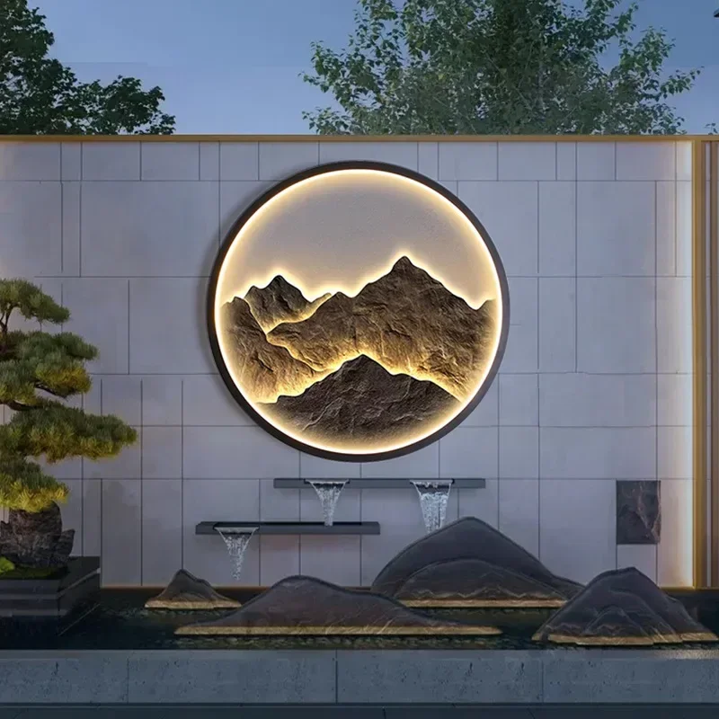 Modern luxury wall lamp outdoor waterproof wall lamp Chinese style Zen porch living room landscape lamp wall lamp painting - Image 2