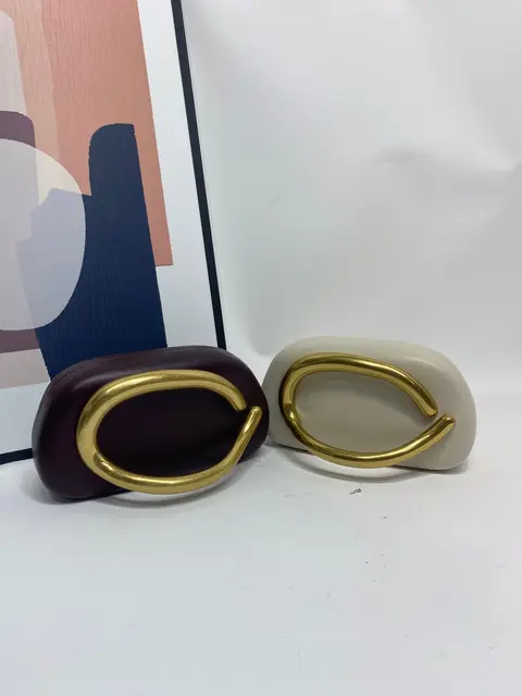 Duże złote metalowe zamknięcie kopertówki wieczorowe dla kobiet Luksusowa designerska torebka i portmonetka Vintage Oval Box Chain Strap Shoulder