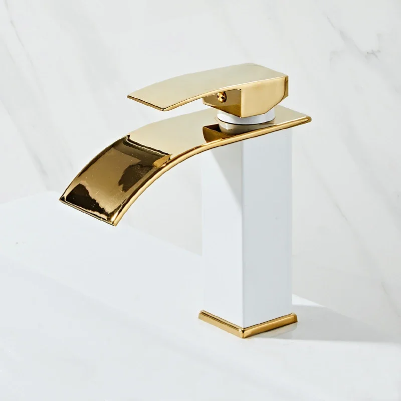 Bathroom Waterfall Basin Faucet Waterfall Spout Vanity Sink Mixers Taps Basin Sink Faucet Tall short Style