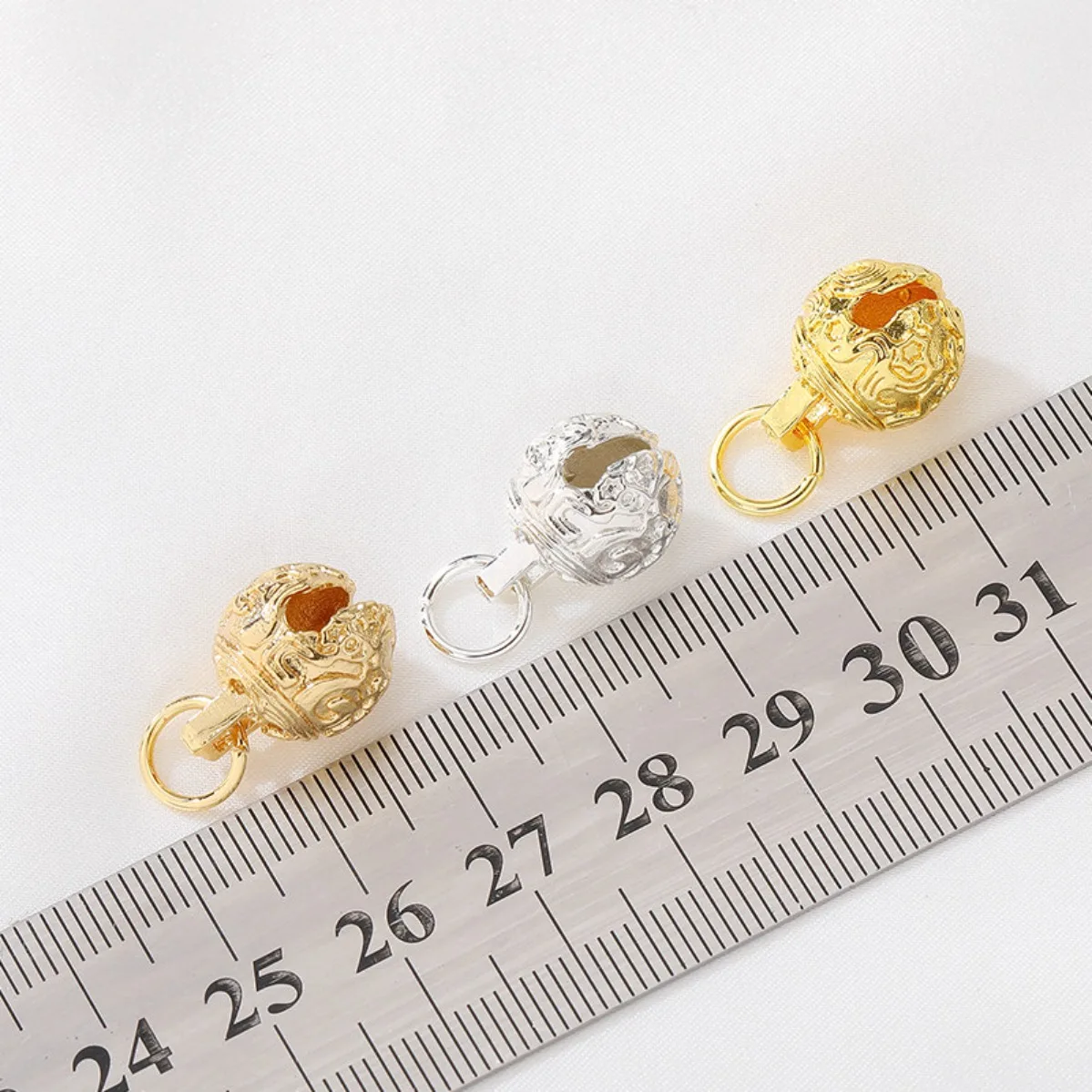 14K Gold Plated Hollow Tiger Head Bell Small Charm Pendant DIY Findings for Bracelet Necklace Jewelry Making