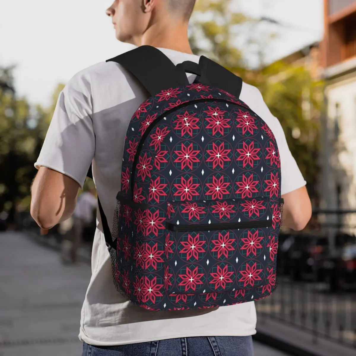 

Traditional Sindhi Ajrak Ethnic Eastern Cultural Backpack Daypack Large Capacity BookBag School Bag Shoulder Bags for Men Women