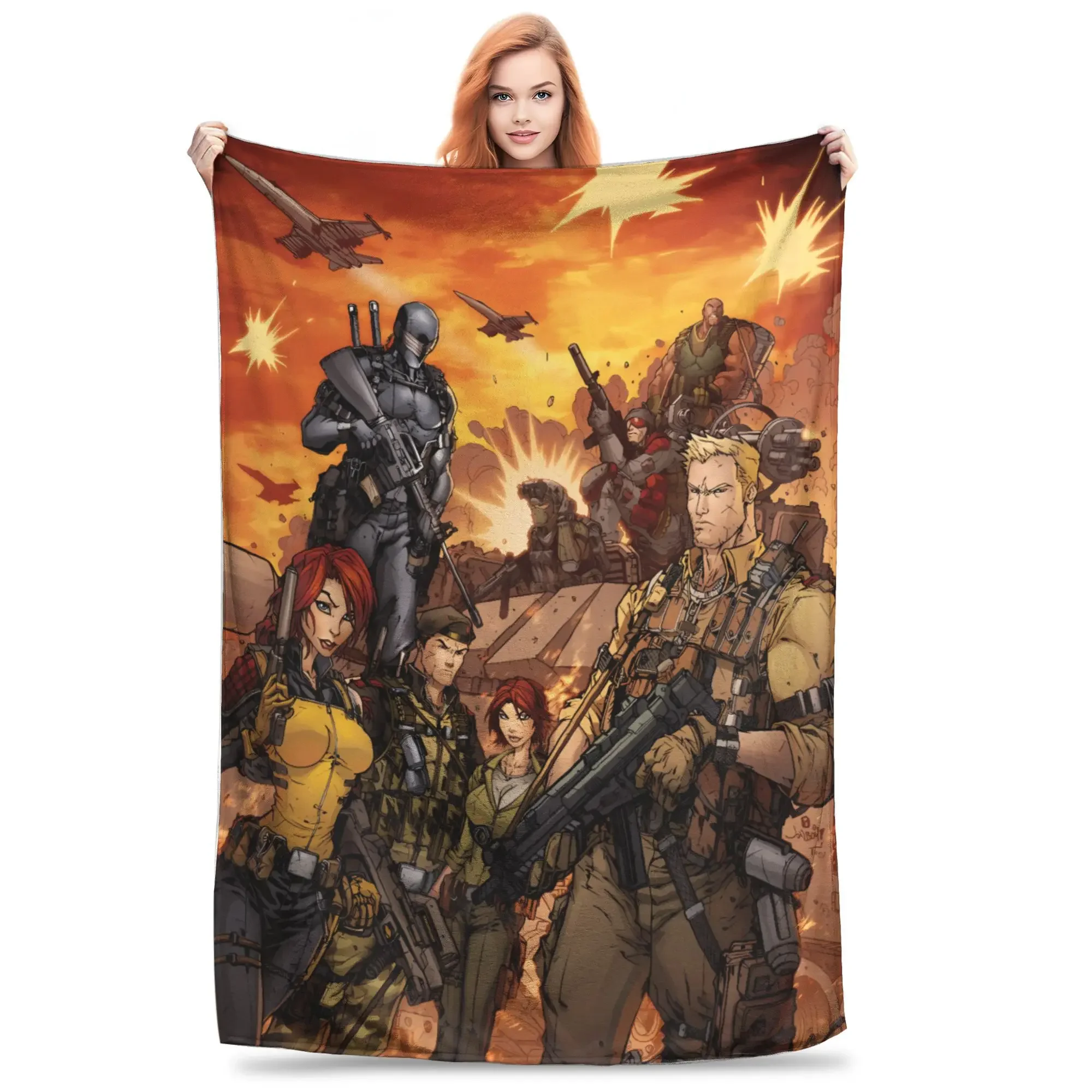 

GI Joe Flannel Throw Blanket Super Soft Winter Bedspread for Couch Chair Perfect for Boys Girls Sofa Bed Cover
