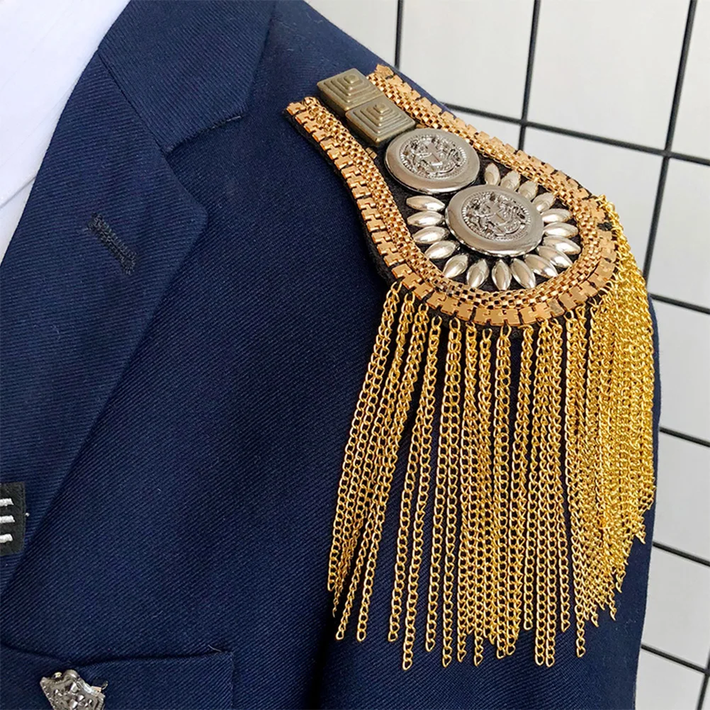 

2pcs Brooch Accessories Zinc Alloy Decor Shoulder Board For Men Women Tassel Shoulder Mark Worker Badge Lightweight Shiny Craft