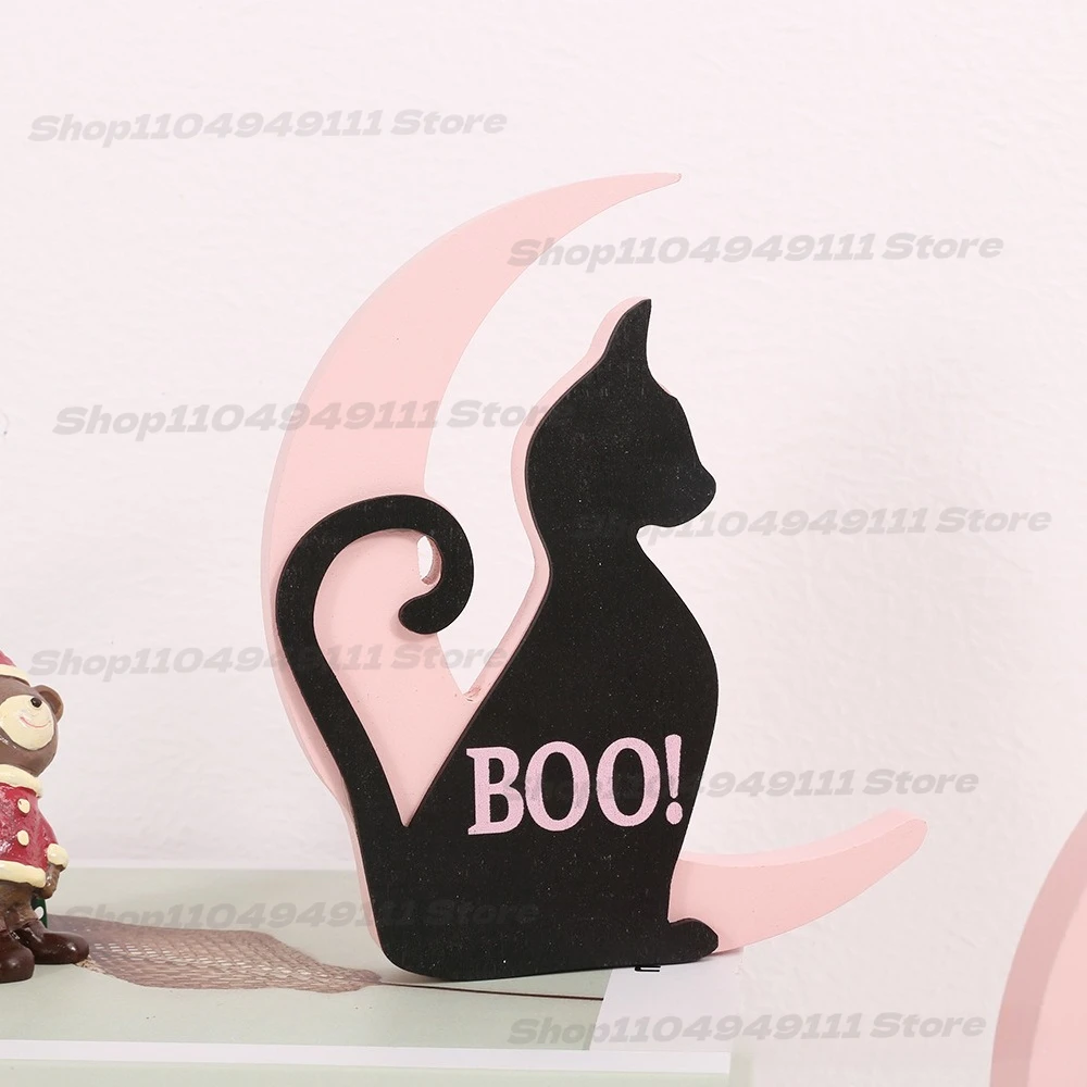 

Halloween decorations, ghost,black cat,witch themed ornaments,atmosphere, background,desktop scene,layout,photography props
