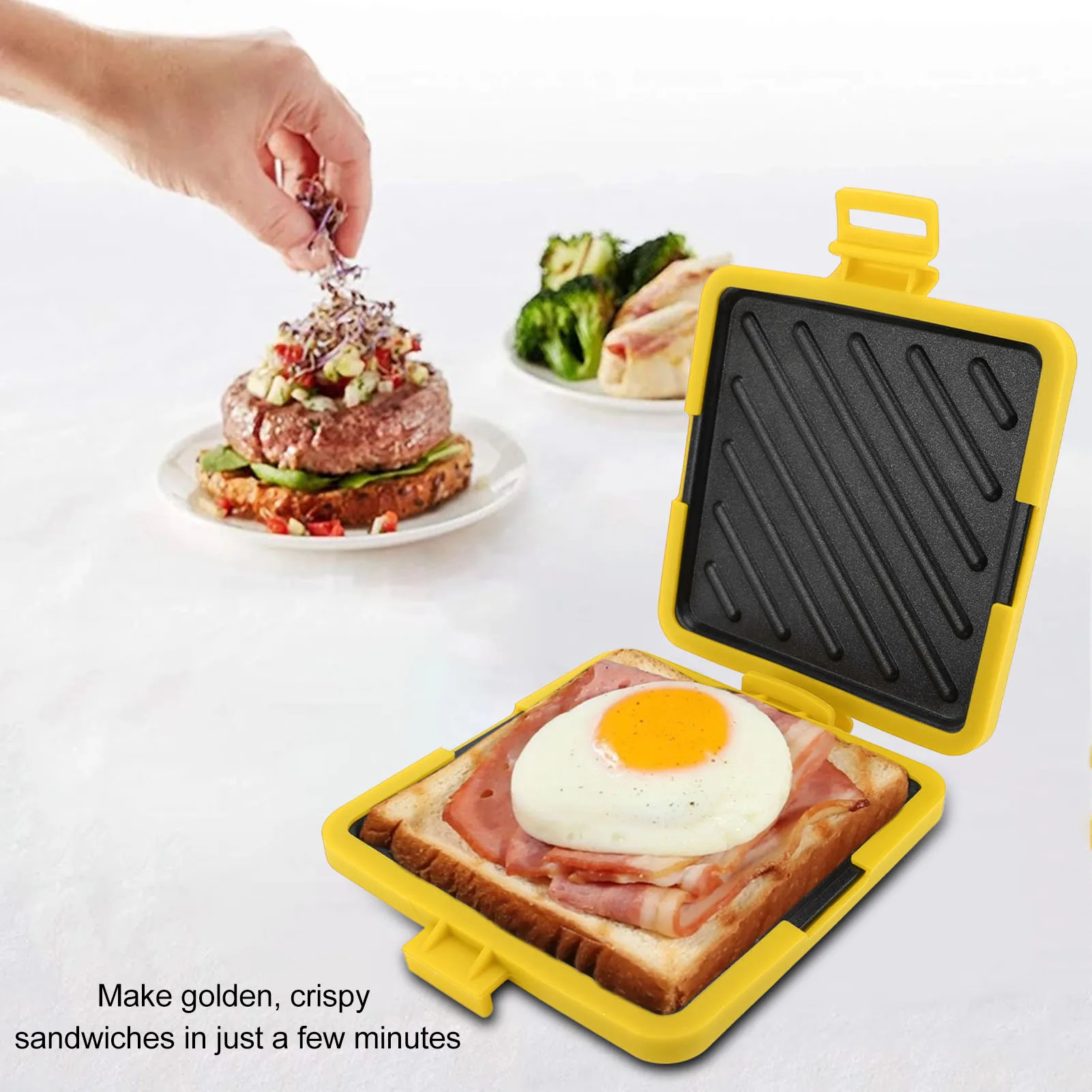 Microwave Sandwich Maker Even Cooking Microwave Toastie Sandwich Maker Dishwasher  with Adjustable Silicone Straps for Home