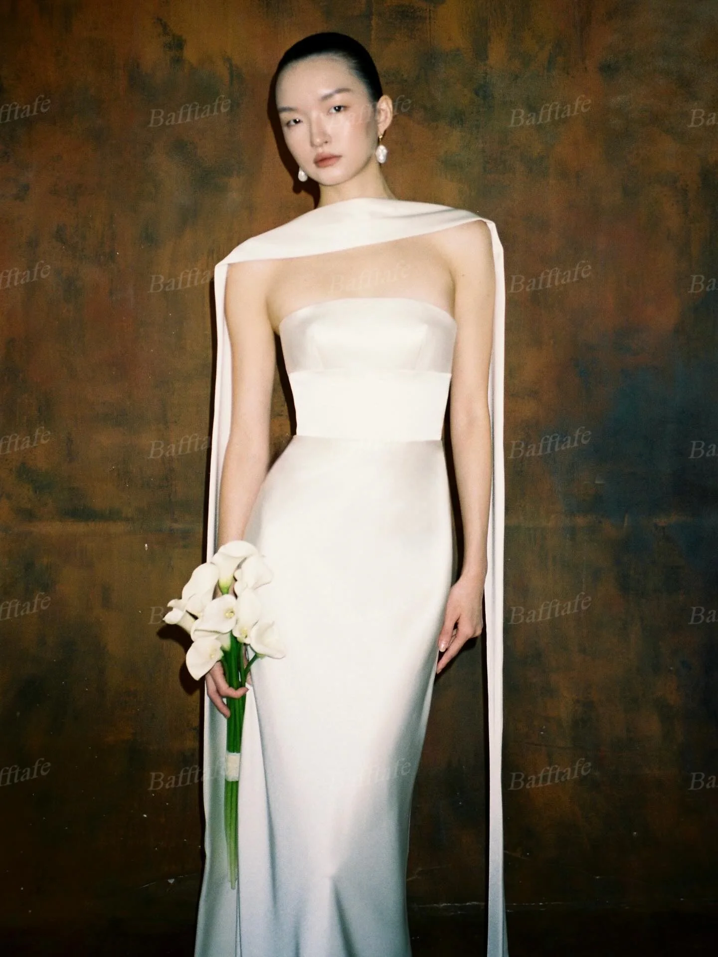 Bafftafe personalizado macio cetim vestidos de casamento noiva com envoltório espartilho coreia vestidos de noiva formal festa de casamento fotografia vestido