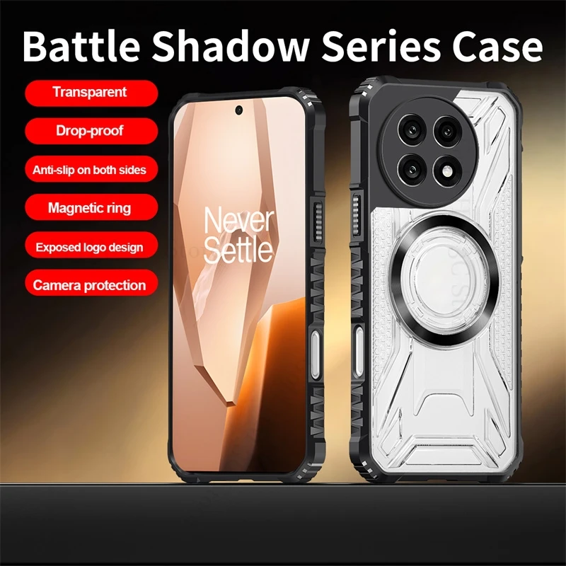 

Hybrid Armor Transparent Case For OnePlus Nord CE5 CD Magnetic Ring Heavy Duty Protection Cover For Oneplus 13R 13 Nord 5 4 Capa