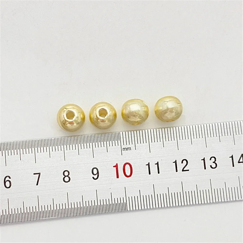 

14K Gold Batch Flower Cut Pattern Flash Cat Eye Round Bead Spacer Handmade DIY Bracelet Necklace Jewelry Material Accessories