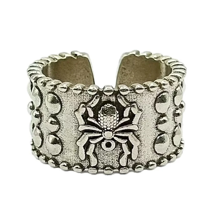 Mewanry Silver Color Spider Pattern Rings For Women Couples Fashion Punk Personality Creative Hip Hop Vintage Party Jewelry Gift
