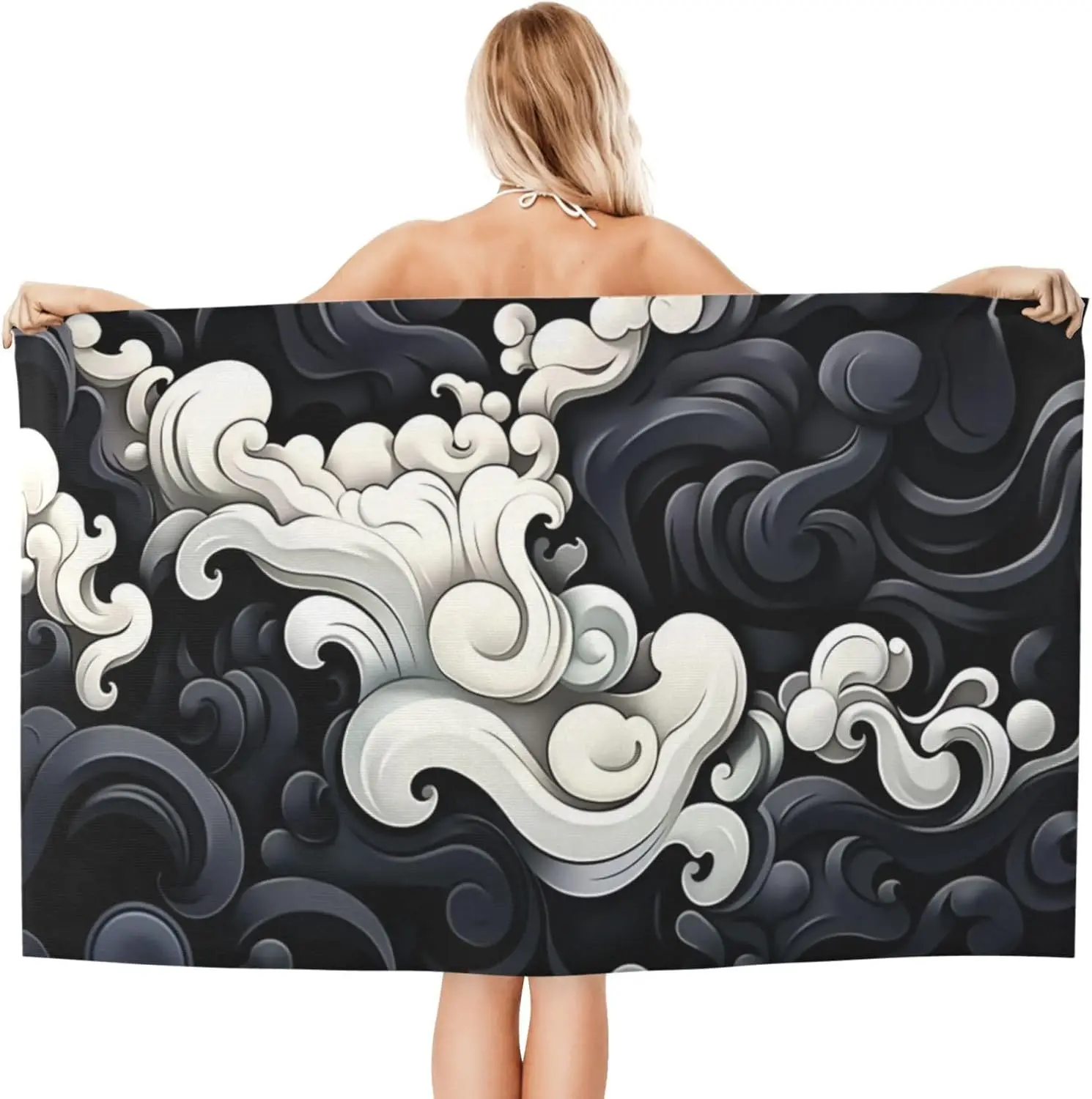 Topographic Map Lines Bath Towels Super Absorbent Lightweight Soft Oversized Beach Towel for Bathroom Home Fitness and Daily