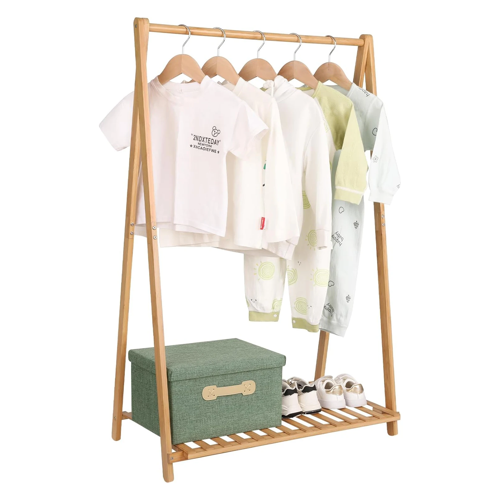 

Premium Bamboo Children's Hanging Clothes Rack for Wardrobe Space Includes Hat Rack for Bedroom Floor Usepromote sales