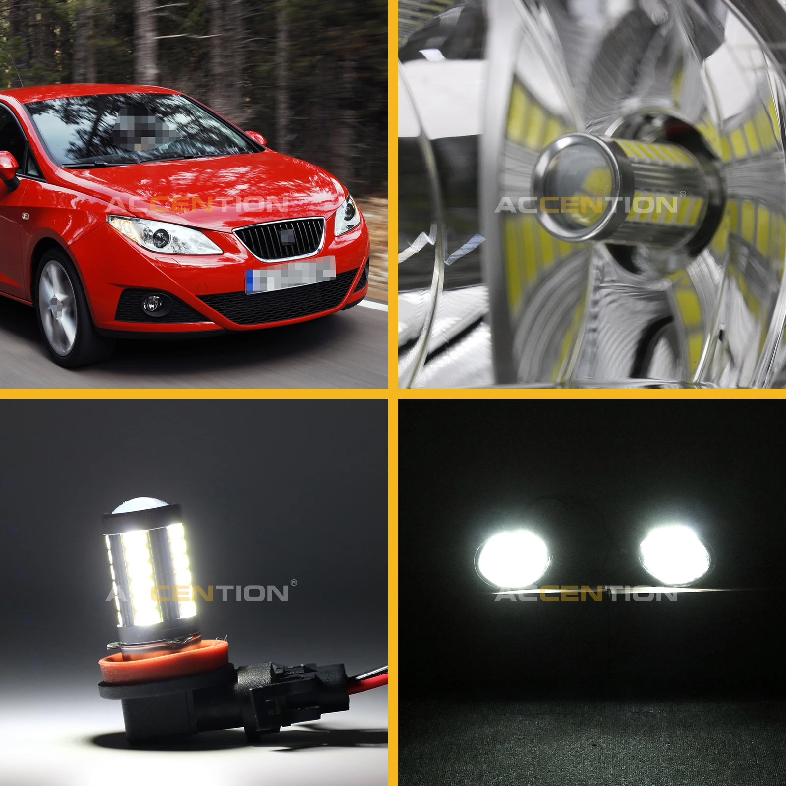 Światło samochodowe do Seat Ibiza 2009 2010 2011 2012 Światło przeciwmgielne LED Światło przeciwmgielne Światło przeciwmgielne Osłona kratki Zestaw żarówek — zdjęcie 6