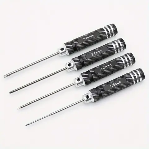 Allen Hex Wrench Set 4Pcs 1.5/2/2.5/3.0mm Black Hex Drivers Allen Wrench Repair Tool Set for RC Cars