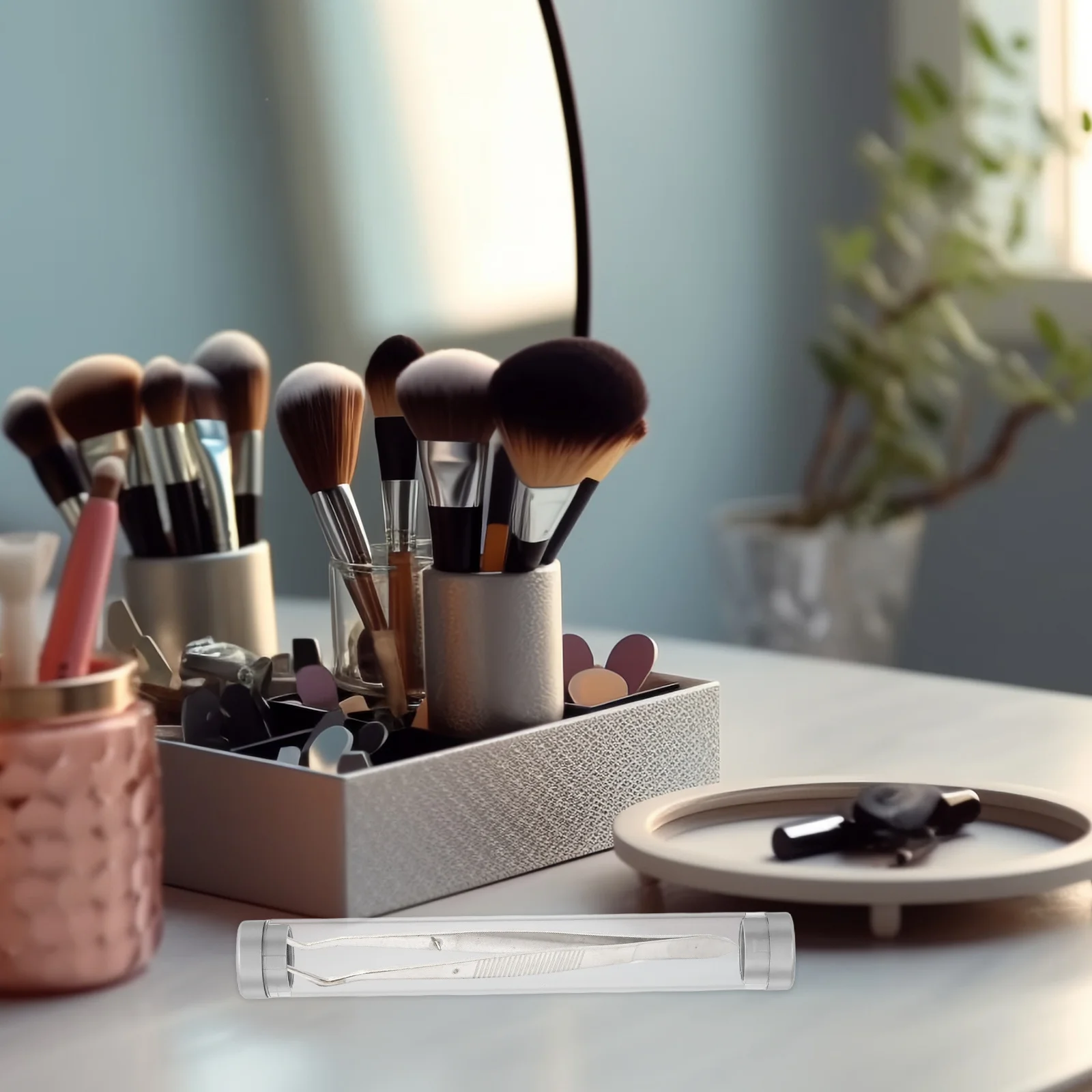 Transparent Tweezer Storage Tube with Cap for Eyelash Tweezers Organizer Box Lash Extension Tool Holder Small Travel Container