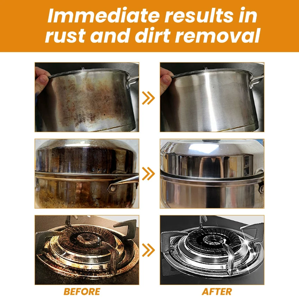 Pasta de limpeza de aço inoxidável para limpeza de utensílios de cozinha, fogões e paredes, remoção de manchas teimosas e graxa do Bo