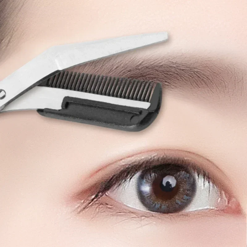 1Pc Veilige Wenkbrauw Trimmer Zwarte Wenkbrauw Schaar Met Kam Ontharing Scheerapparaat Wenkbrauwen Vormgeven Make-Up Tool Roestvrij Staal 2025