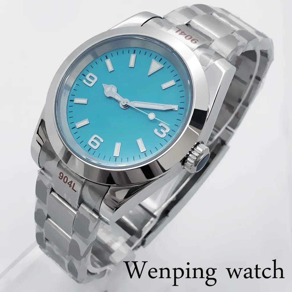 

New 36/39mm Polished Sterile Sterile Sapphire Glass Silver Case NH35 Miyota 8215 PT5000 Mingzhu 2813 Movement Automatic Watch