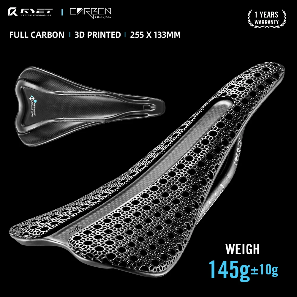 

RYET 3D Printed Carbon Bike Saddle Ultralight 145g 133mm 7mmx9mm Bike Saddle for MTB Road Mountain Gravel Bicycle Parts