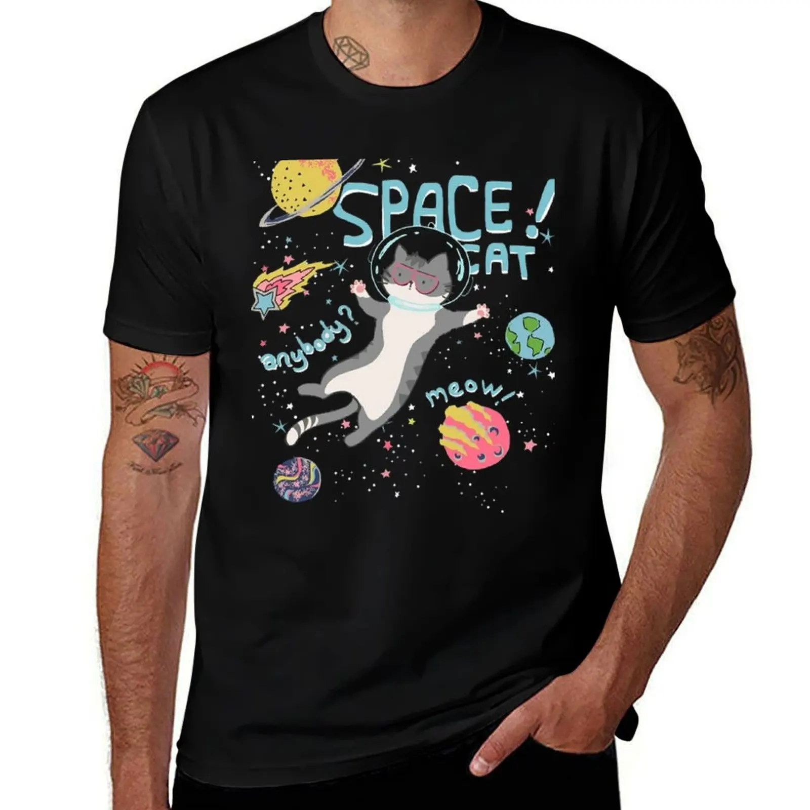 

Space Cats T-Shirt oversized hippie clothes baggy shirts graphic t shirts plus size men clothing