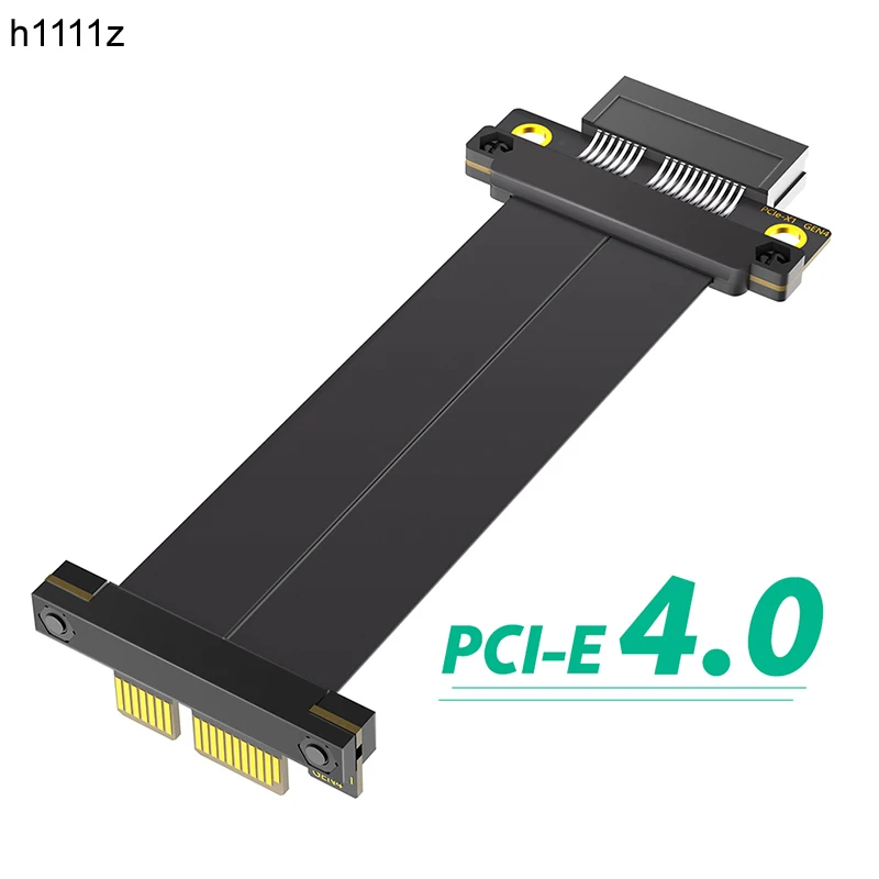 PCIE4.0 X1 to X1 Riser Cable Goldfinger 90Degree Right Angle High-Speed PCIE Express 4.0 1X Extension Cable Extender for Desktop