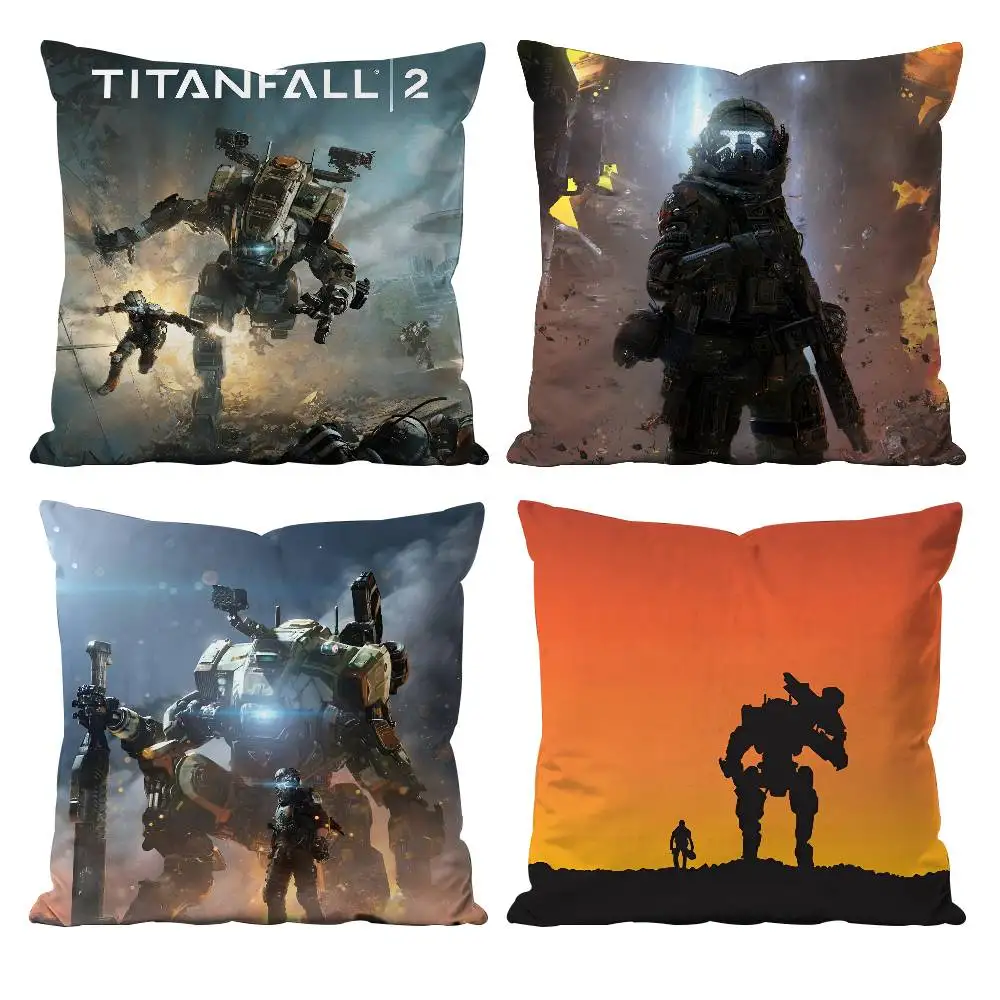 Hot Cool Game T-Titanfall Pillow Case Anti-dustmite Pillowcase Invisible Zipper Silky Short Plush Sofa Cushion Cover