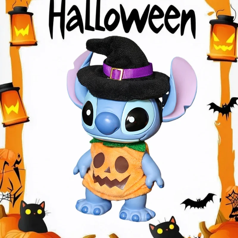 Figurka kolekcjonerska Enesco Disney Stitch na Halloween - wzór: Dyniowy Czarodziej Szkielet, zabawka anime na prezent