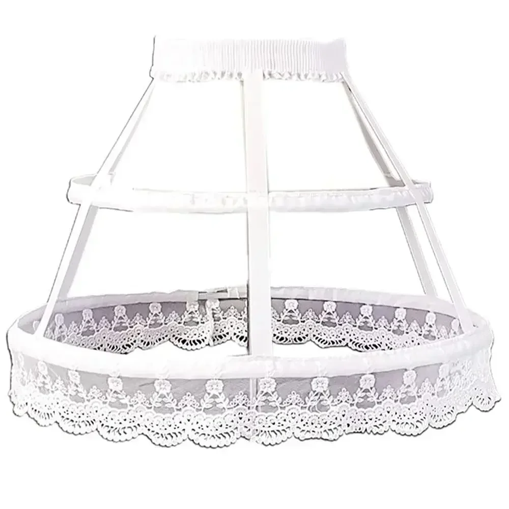 Women Victorian Petticoat 2 Hoops Crinoline Lolita Fishbone Hollow Bird Cage Skirt Embroidery Floral Lace Underskirt 2023 image 3