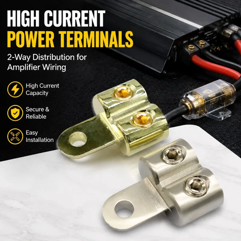 Two-way High Power O-type Ring Terminals Car Audio Modification Power Connection Lugs Conductive Cable Joints Stable Current