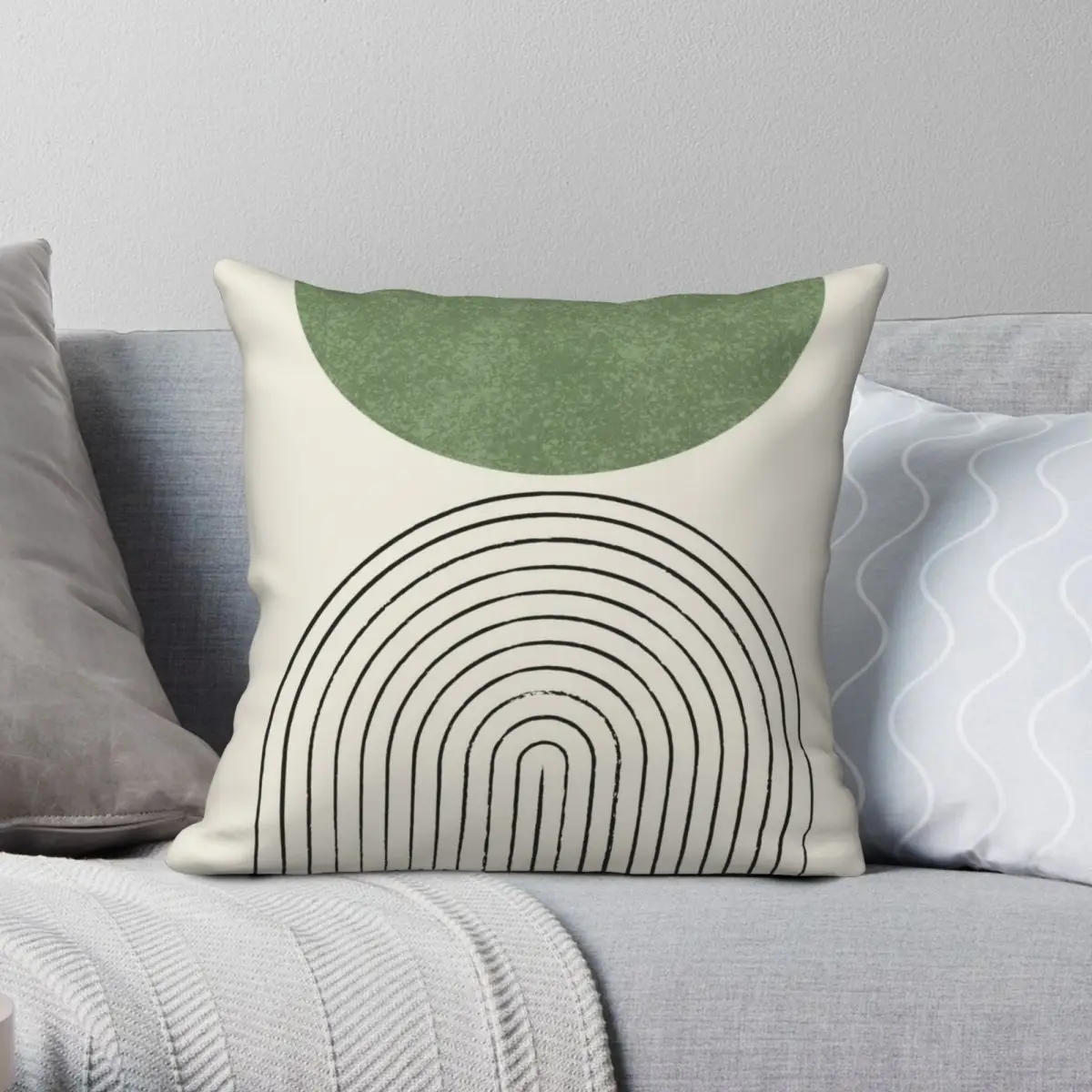 Arch Balance Green Mid Century Square Pillowcase Polyester Linen Velvet Printed Zip Decor Car Cushion Cover