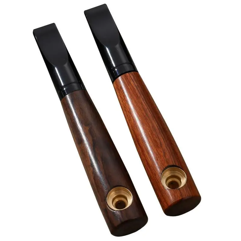 

New Black Walnut Handcrafted Straight-Tube Pipe With 3 Chambers For Tobacco, Thick And Thin Cigar-Shaped Filter Pipe Stem