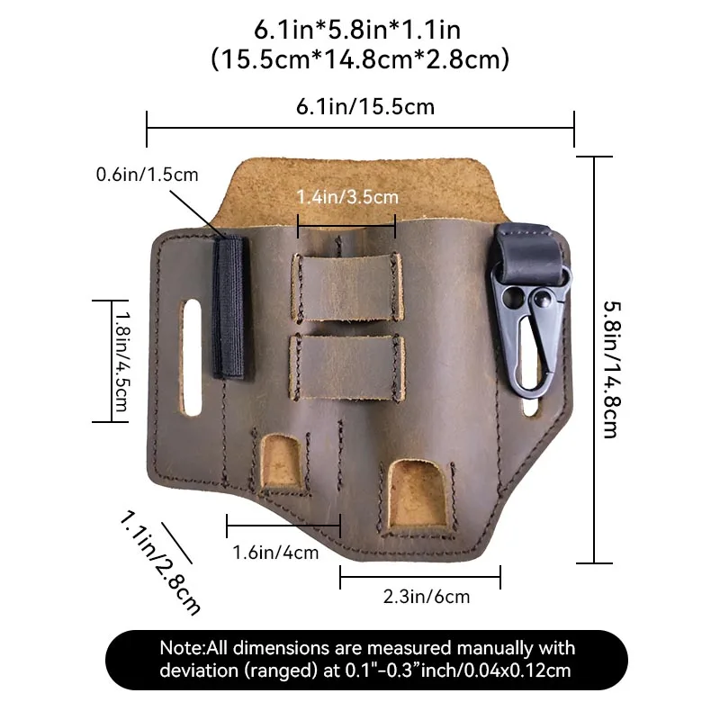 RIYAO-portaherramientas multiherramienta para trabajo al aire libre, riñonera táctica de cuero genuino EDC, Organizador de bolsillo, bolígrafo, herramienta, cinturón de cintura
