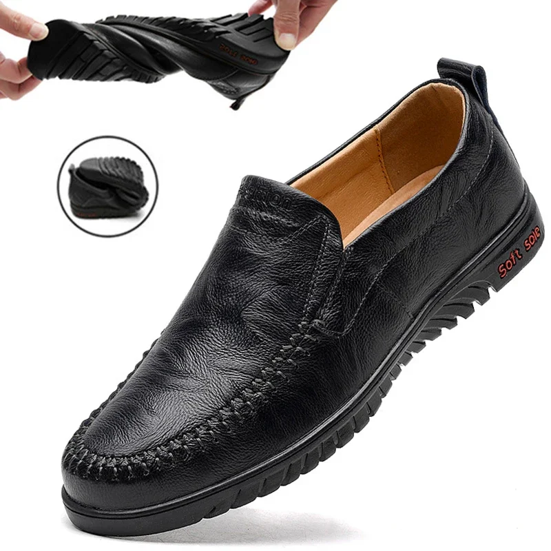 DEKABR Brand Men Genuine Leather Shoes Luxury Casual Shoes Soft Men Loafers Breathable Slip On Driving Men Shoes Plus Size 47