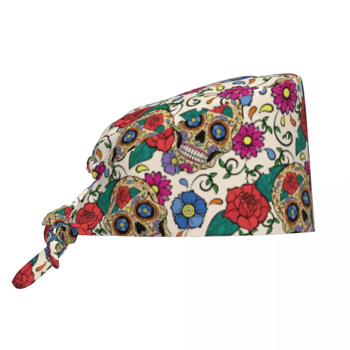 Gorros quirúrgicos de enfermería para operador de Halloween, Día de los muertos, calavera de azúcar, rosa, cuidado de mascotas, gorros de trabajo de enfermería, gorros exfoliantes Unisex