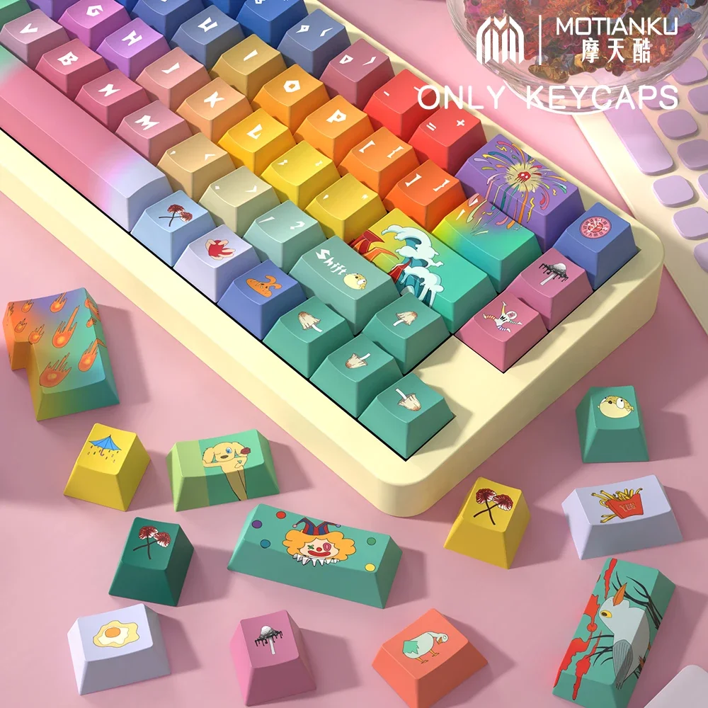 

MOTIANKU Weird Fantasy PBT Keycaps Set 135/158 Keys Cherry Profile Dye-Sublimation for 61/87/104/108 Mechanical Keyboard