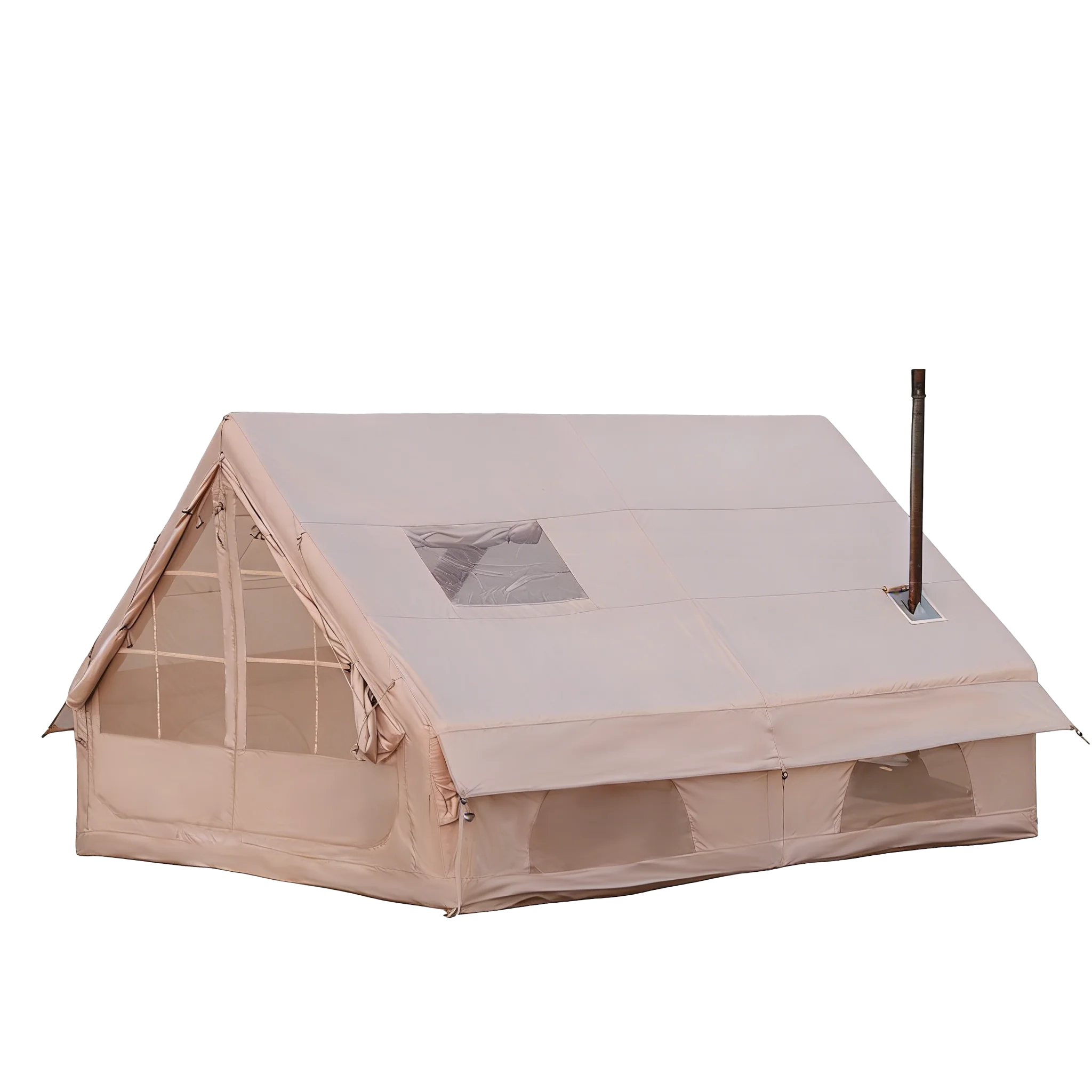 PAKICETUS Tienda de campaña inflable para 4-8 personas, para las cuatro estaciones, con ventanas, tienda de campaña portátil de tela de poliéster para viajes por el campo, senderismo, excursiones