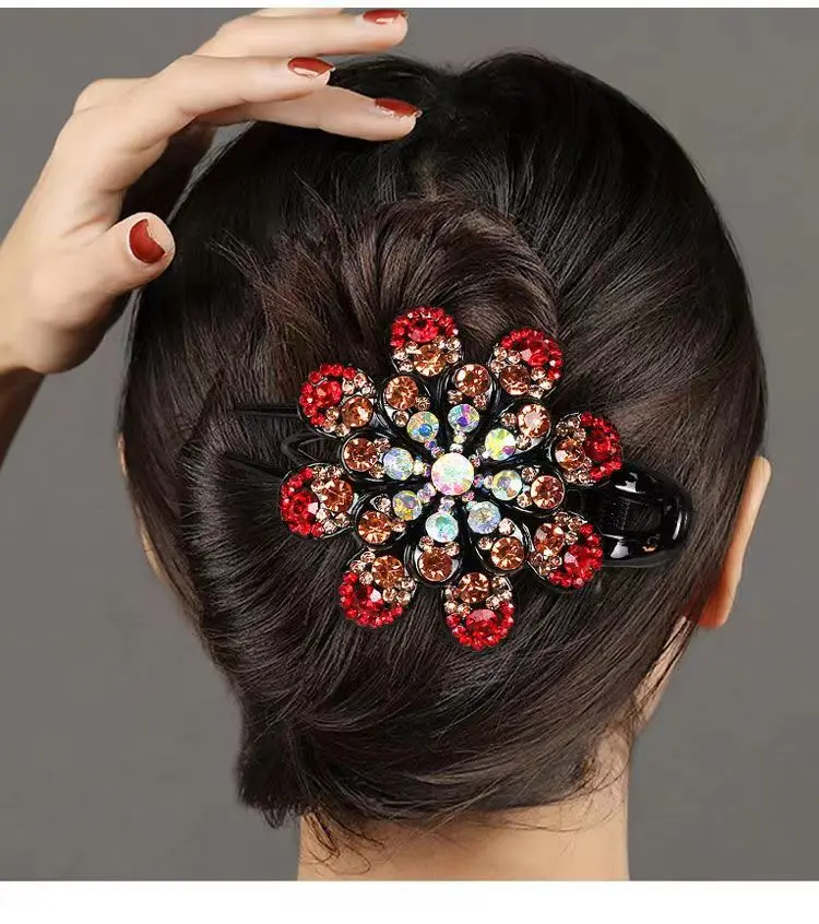 Daisy elegant Rhinestone flower duck-bill hairpin, mother and daughter hair accessories